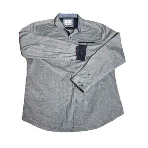 Craft & Flow Mens Size Large Button Down Shirt Long Sleeve Gray Geometric Inside